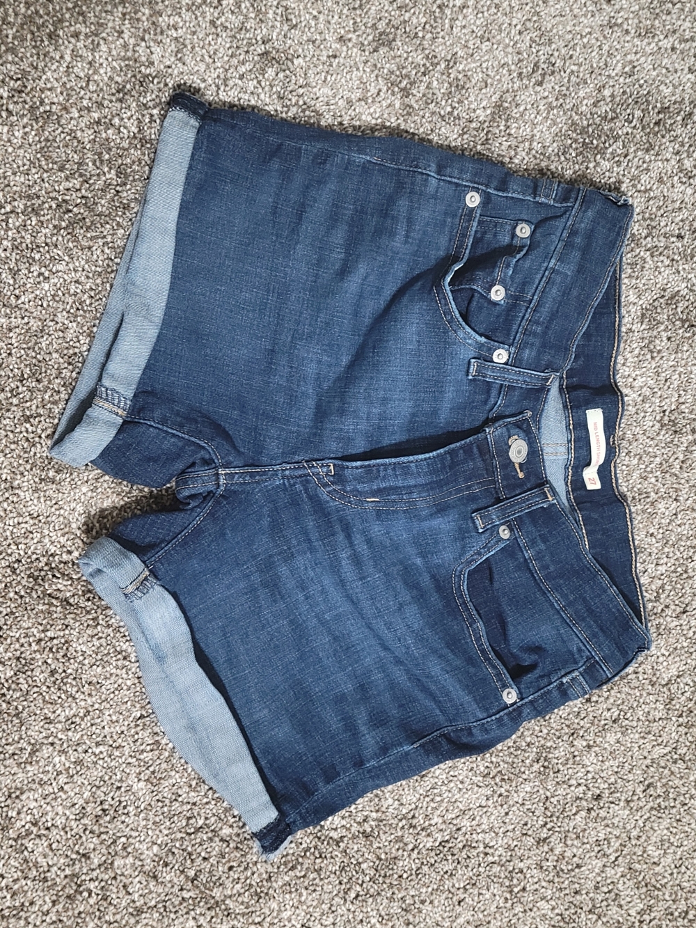 Levi's Dark Blue High-Waist Rolled Cuff Denim Shorts